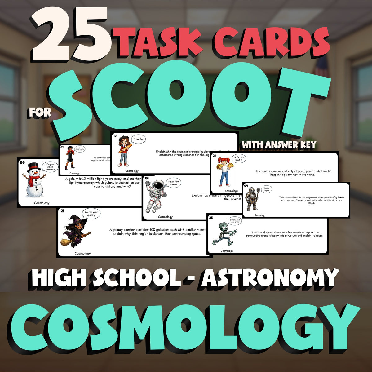 Cosmology SCOOT TASK CARDS Science Game - No Prep Astronomy Review Activity