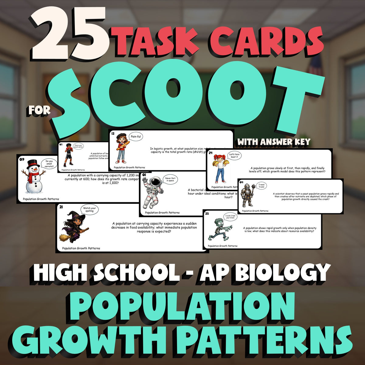 Population Growth Patterns SCOOT TASK CARDS Science Game - No Prep AP Biology