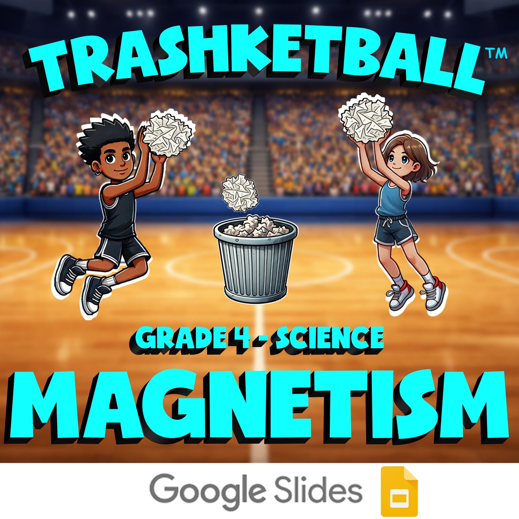 Magnetism TRASHKETBALL Science Game - No Prep Grade 4 Review Activity