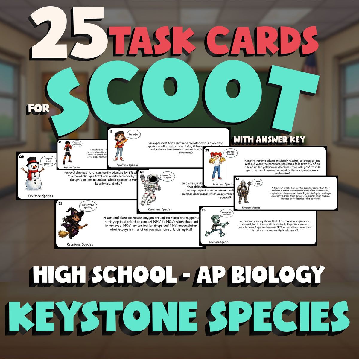 Keystone Species SCOOT TASK CARDS Science Game - No Prep AP Biology Review