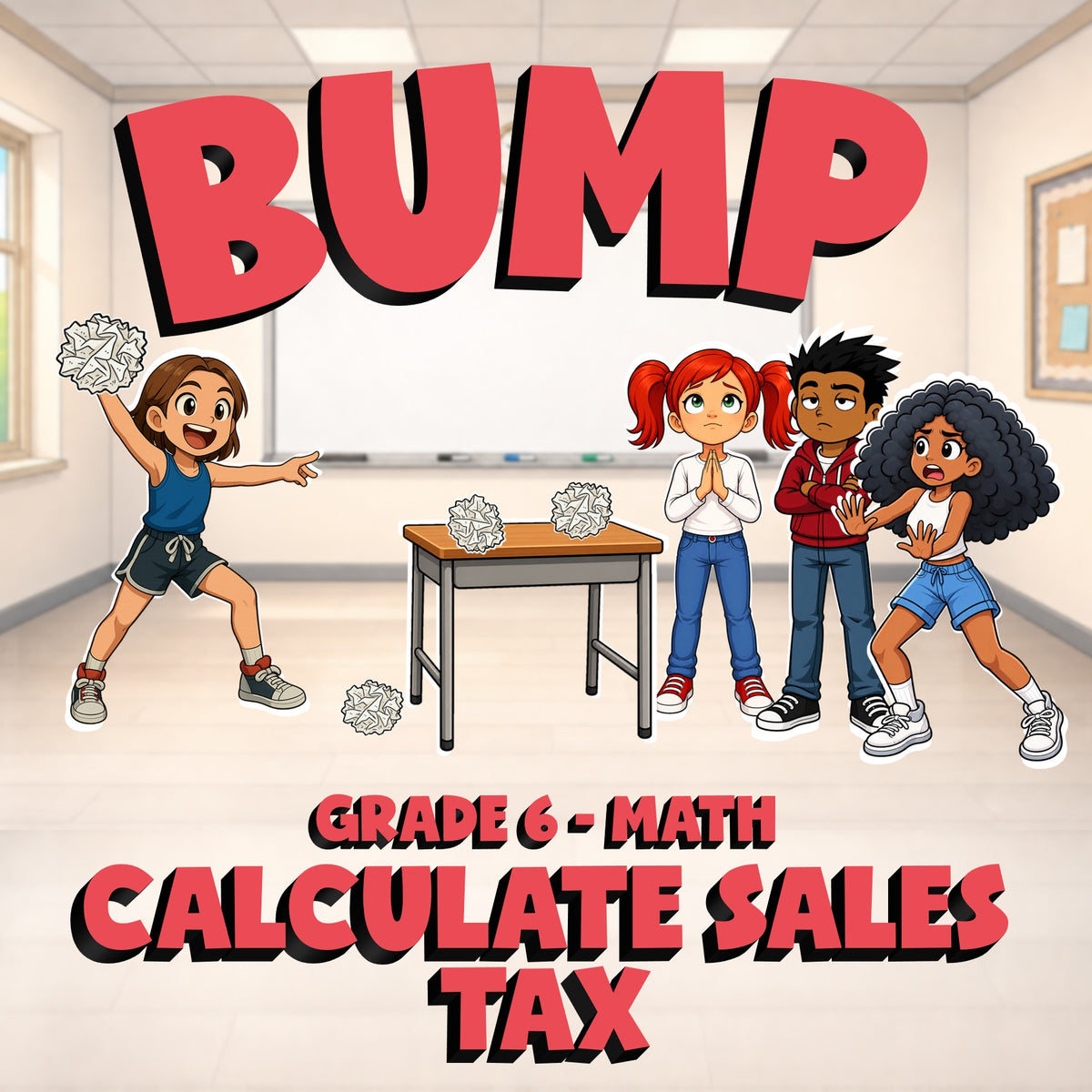 Calculate Sales Tax BUMP Math Game - No Prep Grade 6 Review Activity
