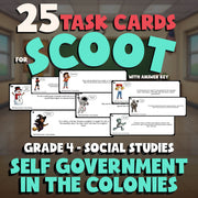 Self Government in the Colonies SCOOT TASK CARDS Socials Game - No Prep Grade 4