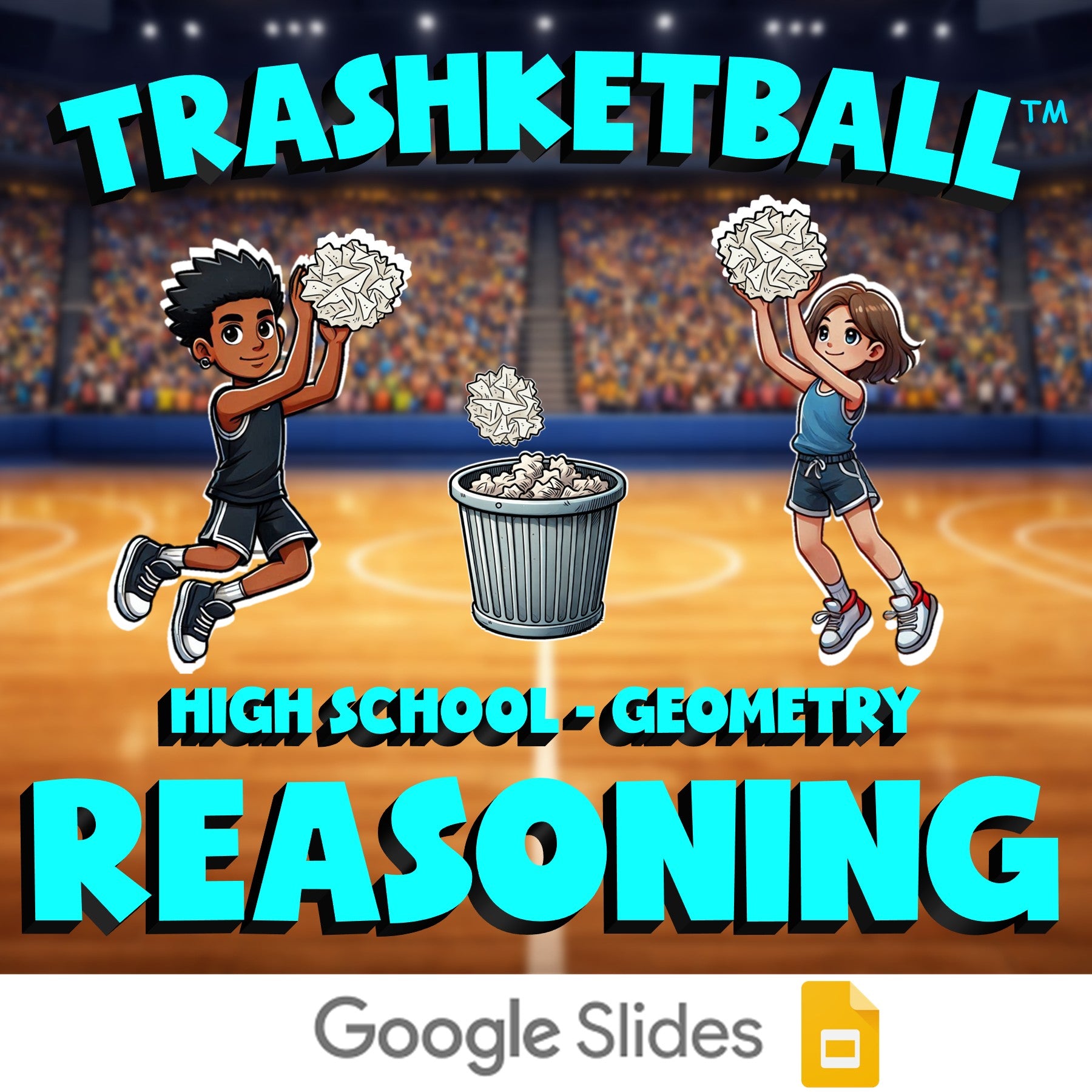 Reasoning TRASHKETBALL Math Game - No Prep Geometry Review Activity