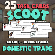 Domestic Trade SCOOT TASK CARDS Socials Game - No Prep Grade 5 Review Activity