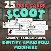 Identify Ambiguous Modifiers SCOOT TASK CARDS ELA Game - No Prep Grade 9 Review