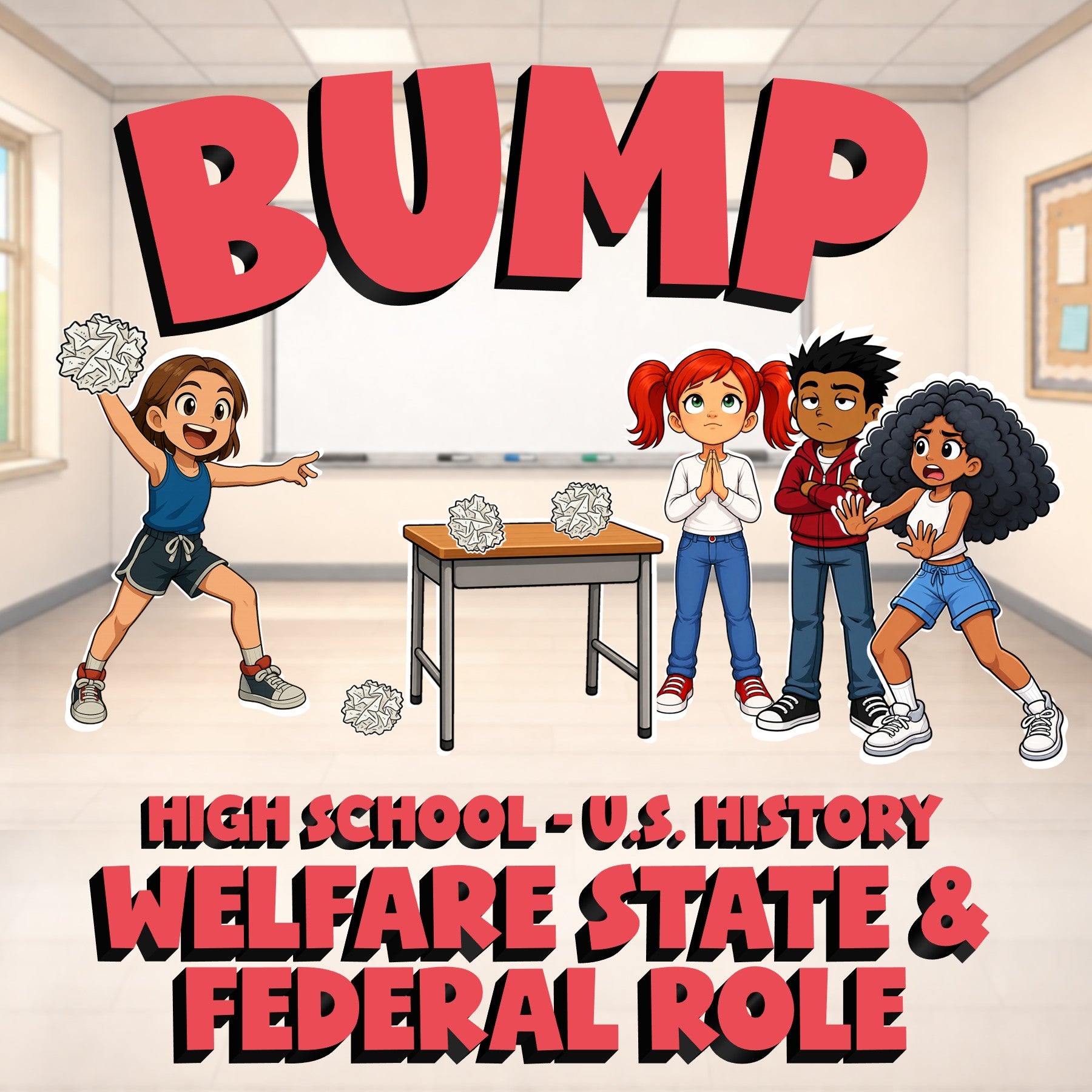 Welfare State & Federal Role BUMP U.S. History Game - No Prep Review Activity