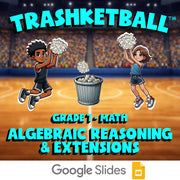 Algebraic Reasoning & Extensions TRASHKETBALL Math Game - No Prep Grade 7 Review