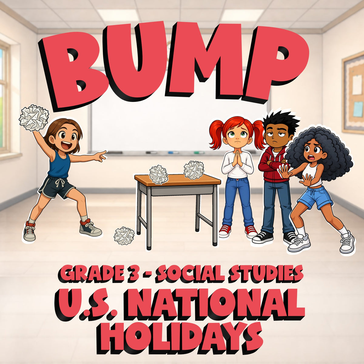 U.S. National Holidays BUMP Socials Game - No Prep Grade 3 Review Activity