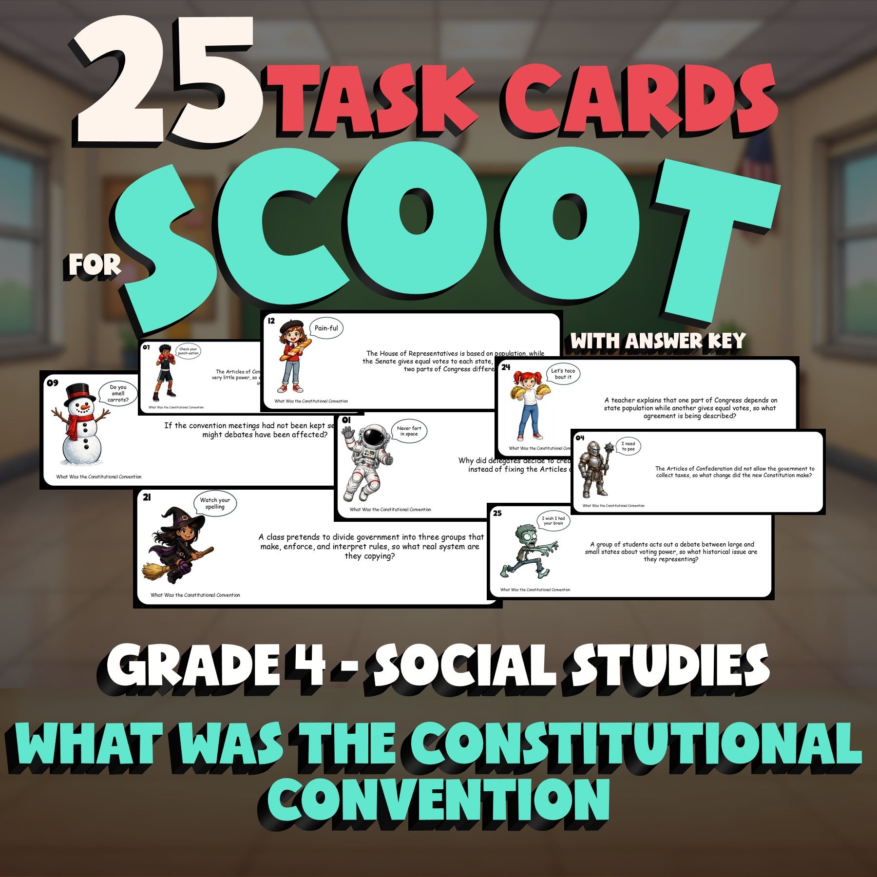 What Was the Constitutional Convention SCOOT TASK CARDS Socials Game - Grade 4