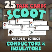 Conductors & Insulators SCOOT TASK CARDS Science Game - No Prep Grade 5 Review