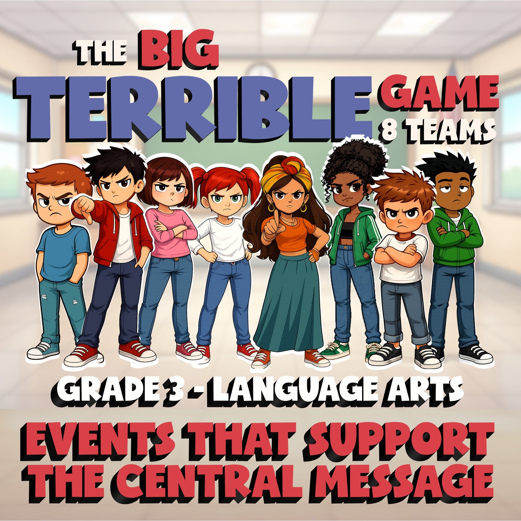 Events That Support the Central Message BIG TERRIBLE GAME - Grade 3 ELA Review