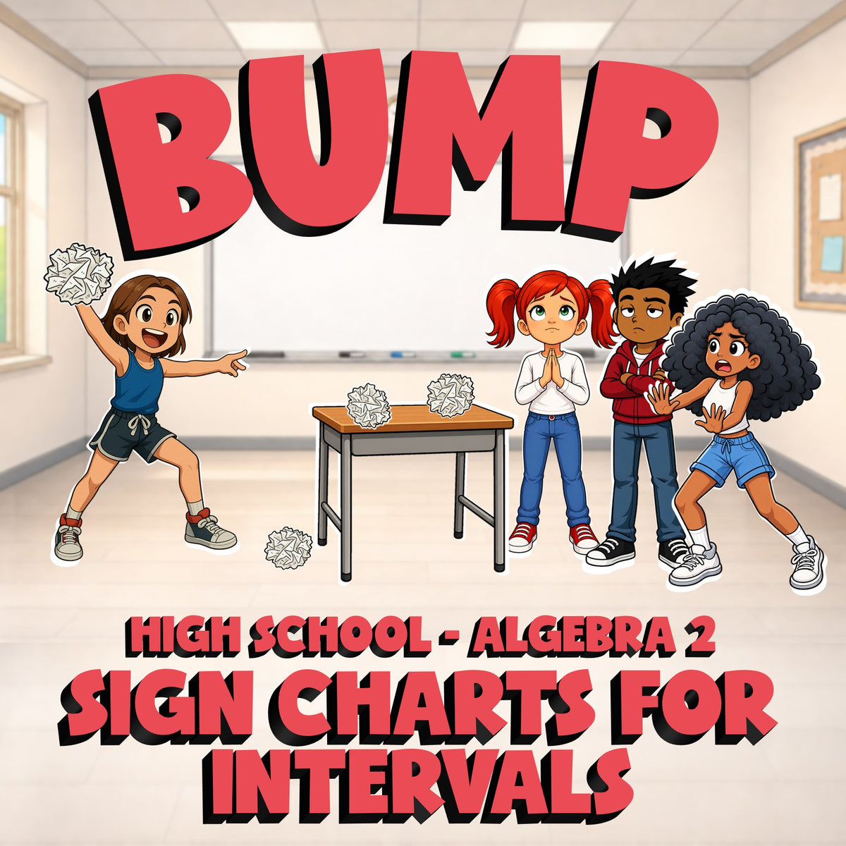Sign Charts for Intervals BUMP Math Game - No Prep Algebra 2 Review Activity