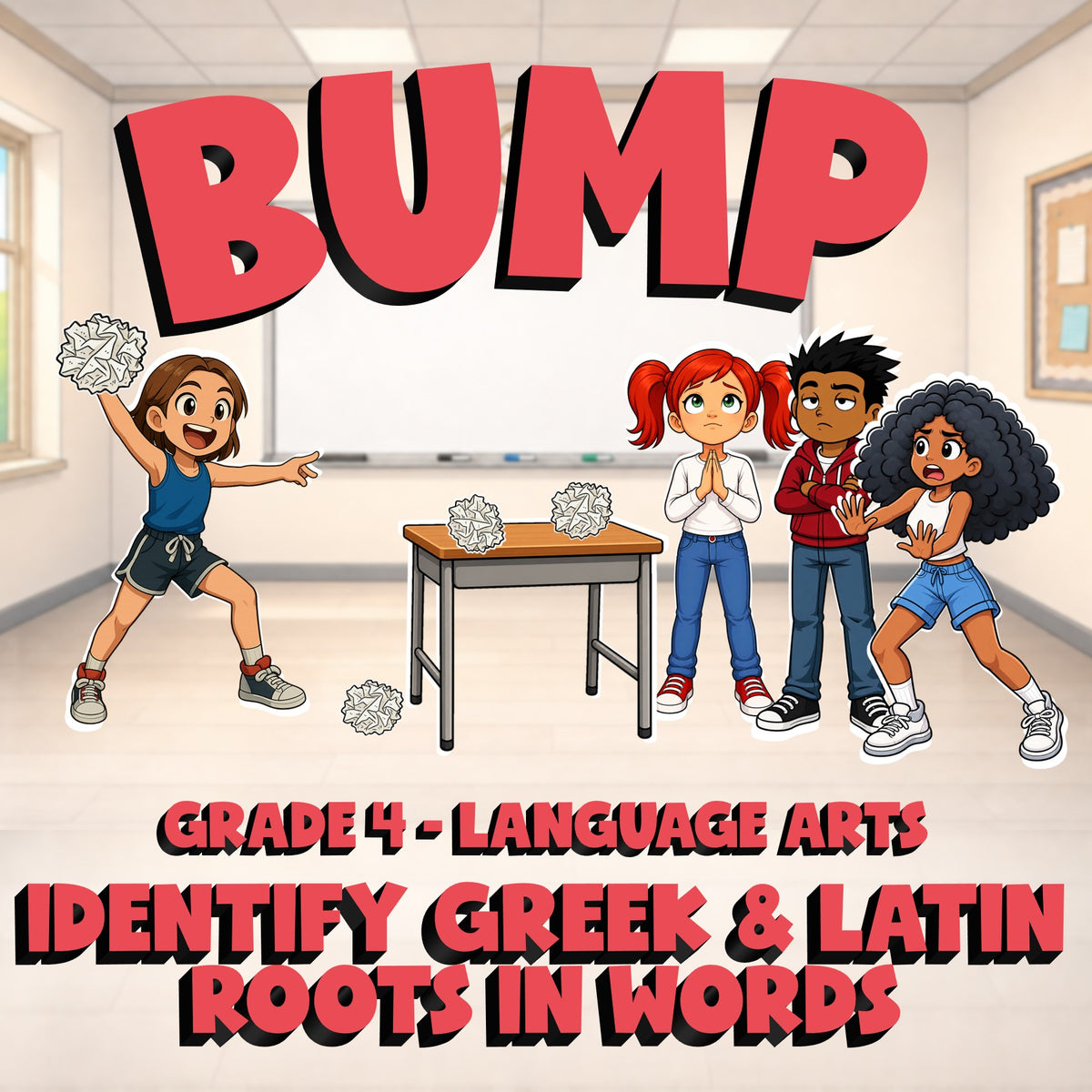 Identify Greek & Latin Roots in Words BUMP ELA Game - No Prep Grade 4 Review