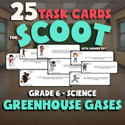 Greenhouse Gases SCOOT TASK CARDS Science Game - No Prep Grade 6 Review Activity