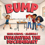 Evaluating the Discriminant BUMP Math Game - No Prep Algebra 1 Review Activity