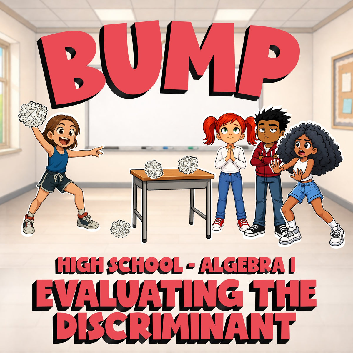 Evaluating the Discriminant BUMP Math Game - No Prep Algebra 1 Review Activity