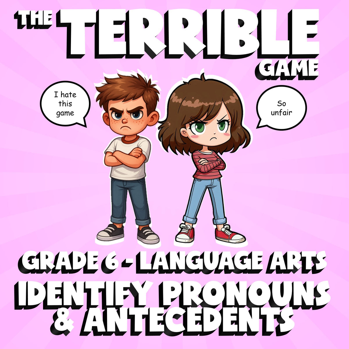 Identify Pronouns & Antecedents THE TERRIBLE GAME - No Prep Grade 6 ELA Review