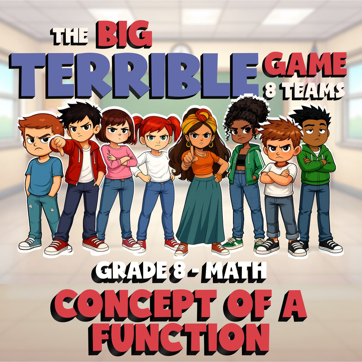 Concept of a Function BIG TERRIBLE GAME - No Prep Grade 8 Math Review Activity