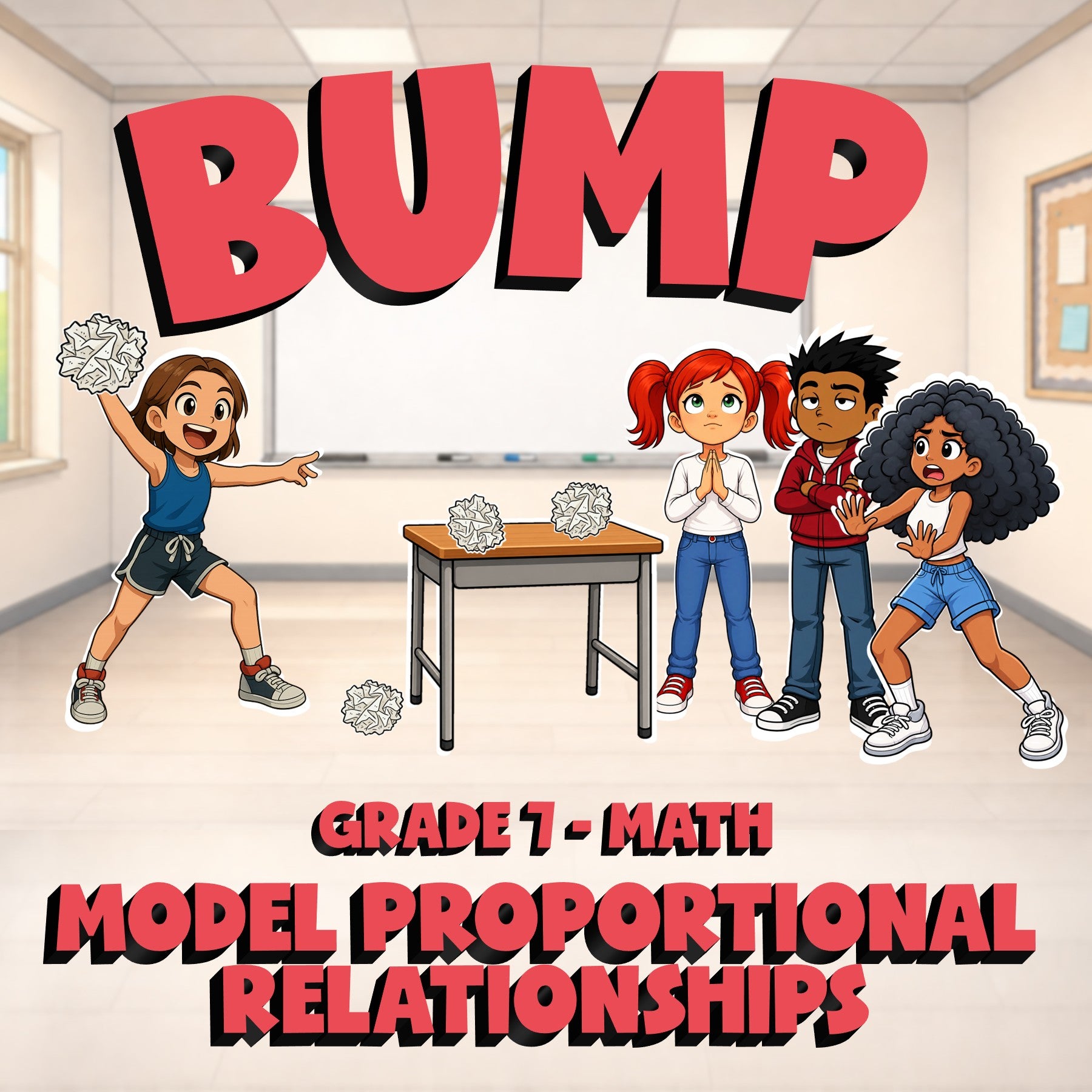 Model Proportional Relationships BUMP Math Game - No Prep Grade 7 Review