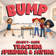 Tracking Spending & Saving BUMP Math Game - No Prep Grade 4 Review Activity