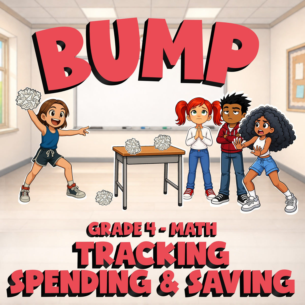 Tracking Spending & Saving BUMP Math Game - No Prep Grade 4 Review Activity