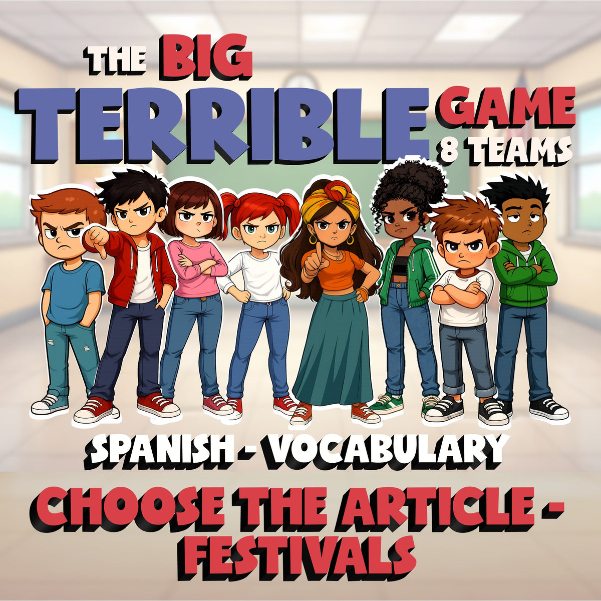Choose The Article - Festivals BIG TERRIBLE GAME - No Prep Spanish Exercise
