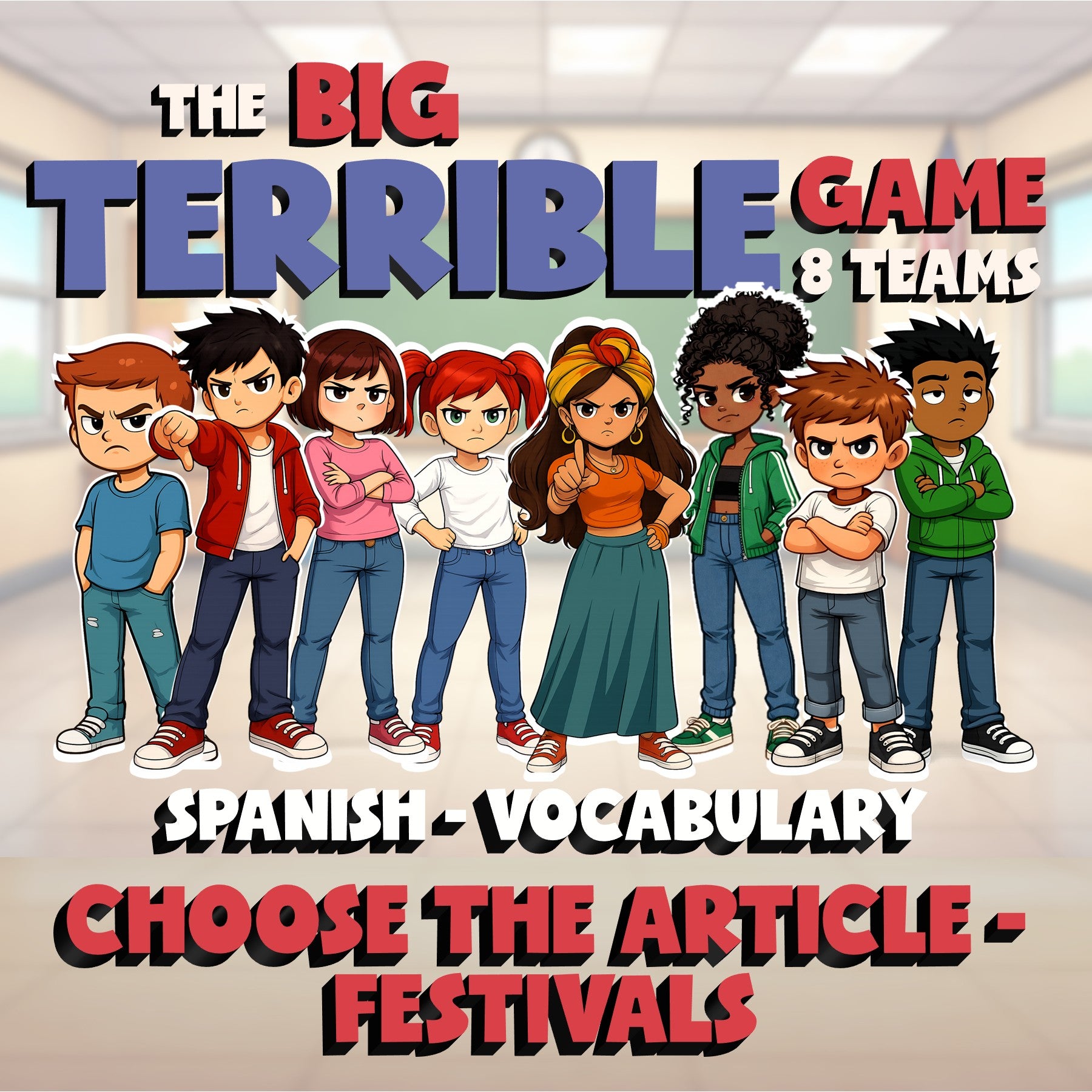 Choose The Article - Festivals BIG TERRIBLE GAME - No Prep Spanish Exercise