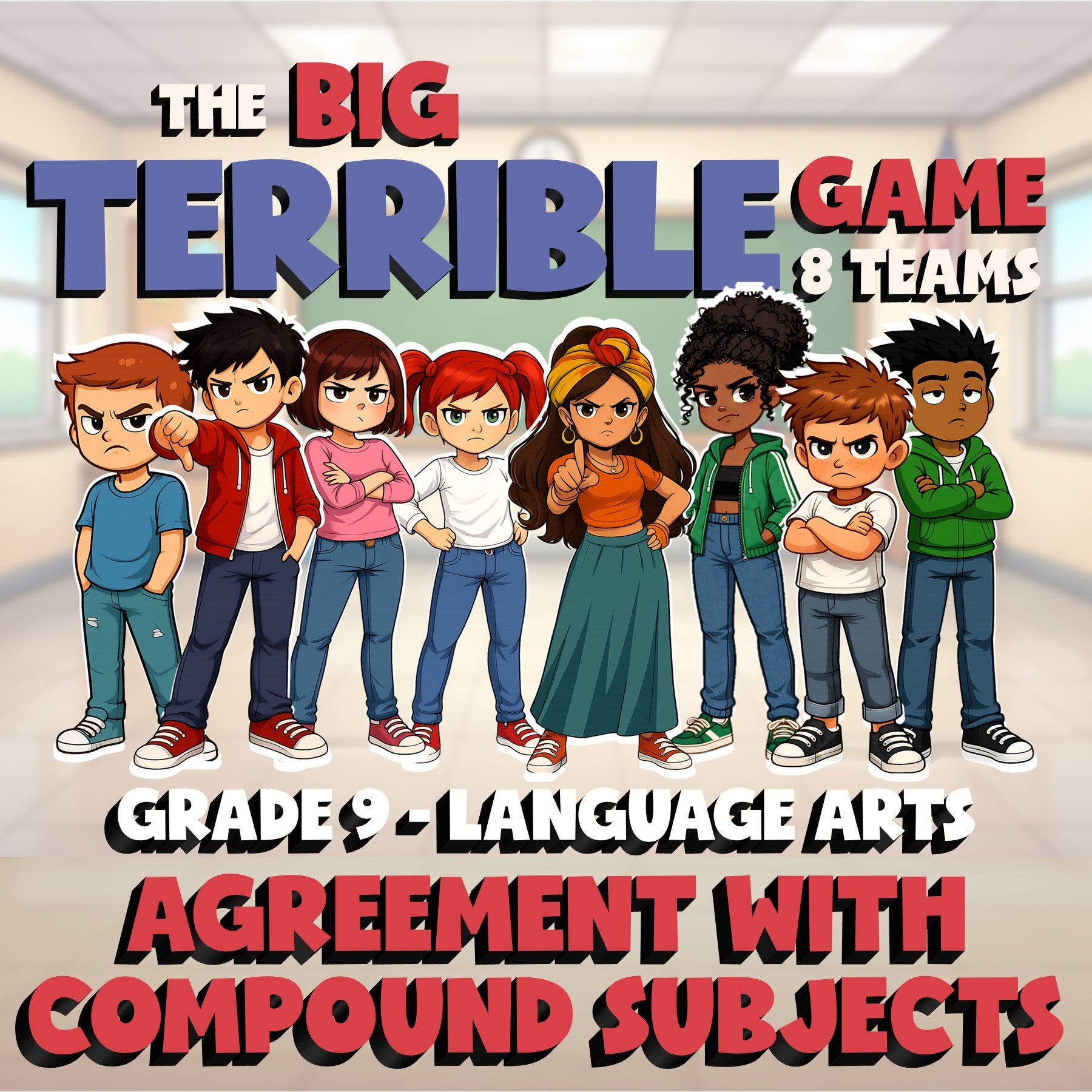 Agreement with Compound Subjects BIG TERRIBLE GAME - No Prep Grade 9 ELA Review
