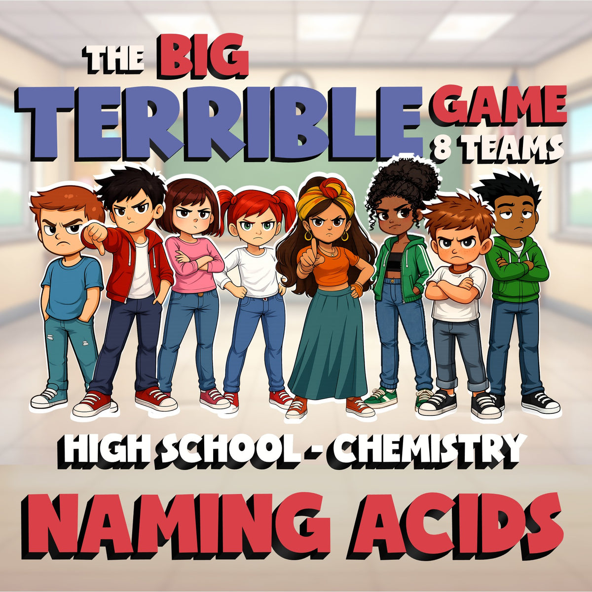Naming Acids BIG TERRIBLE GAME - No Prep Chemistry Science Review Activity