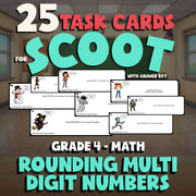Rounding Multi Digit Numbers SCOOT TASK CARDS Math Game - No Prep Grade 4 Review