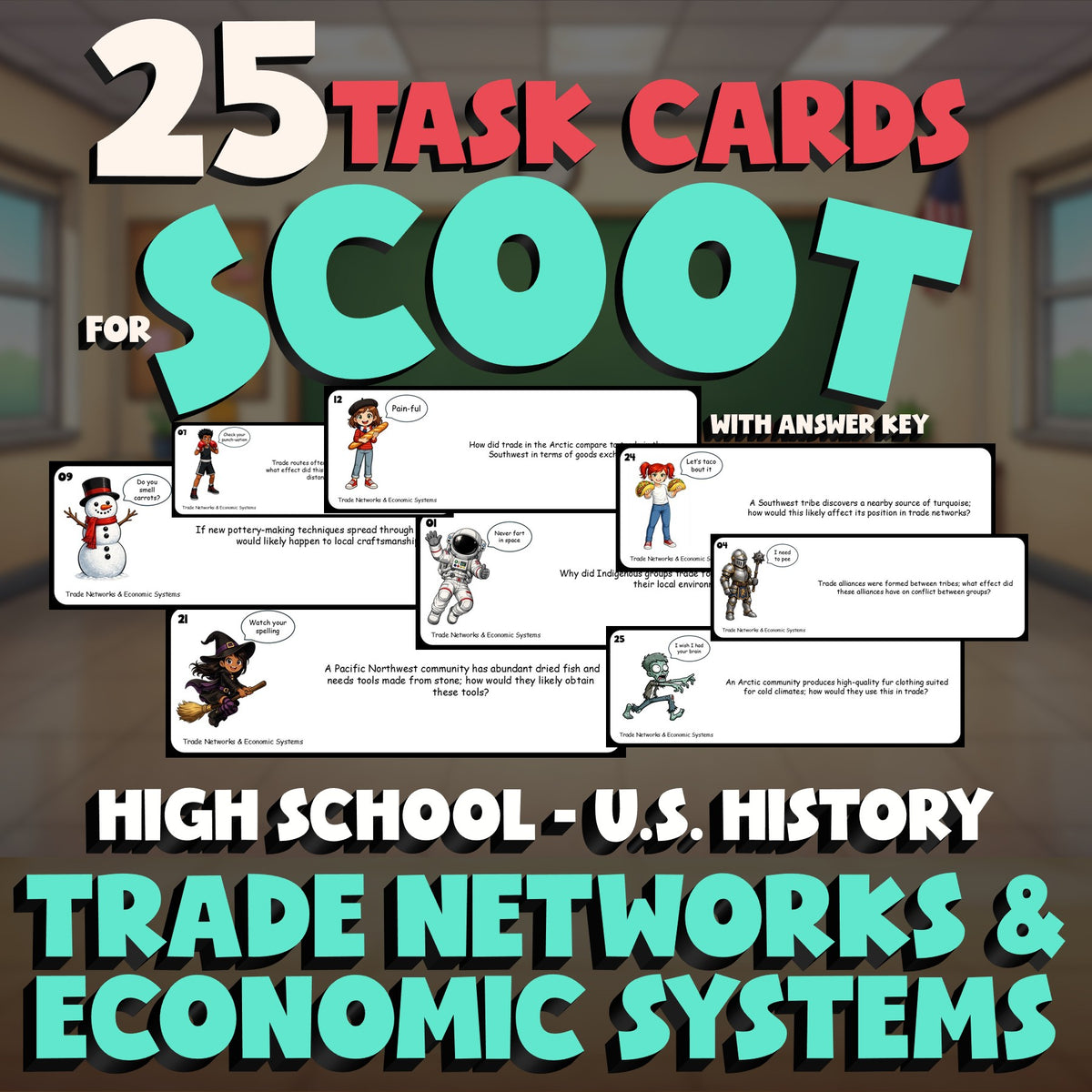 Trade Networks & Economic Systems SCOOT TASK CARDS U.S. History Game - No Prep