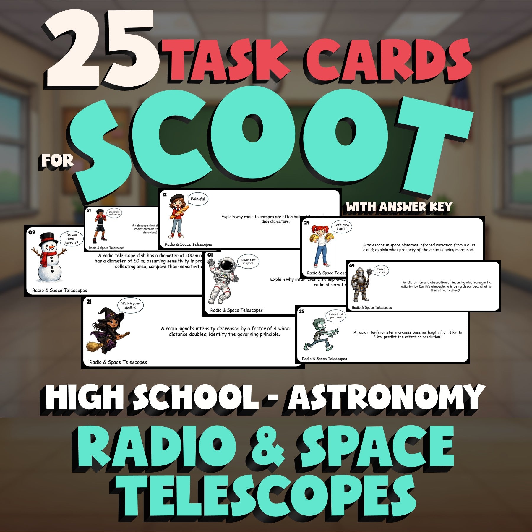 Radio & Space Telescopes SCOOT TASK CARDS Science Game - No Prep Astronomy