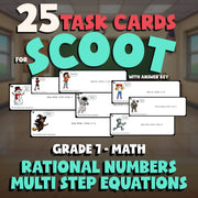 Rational Numbers Multi Step Equations SCOOT TASK CARDS Math Game - Grade 7