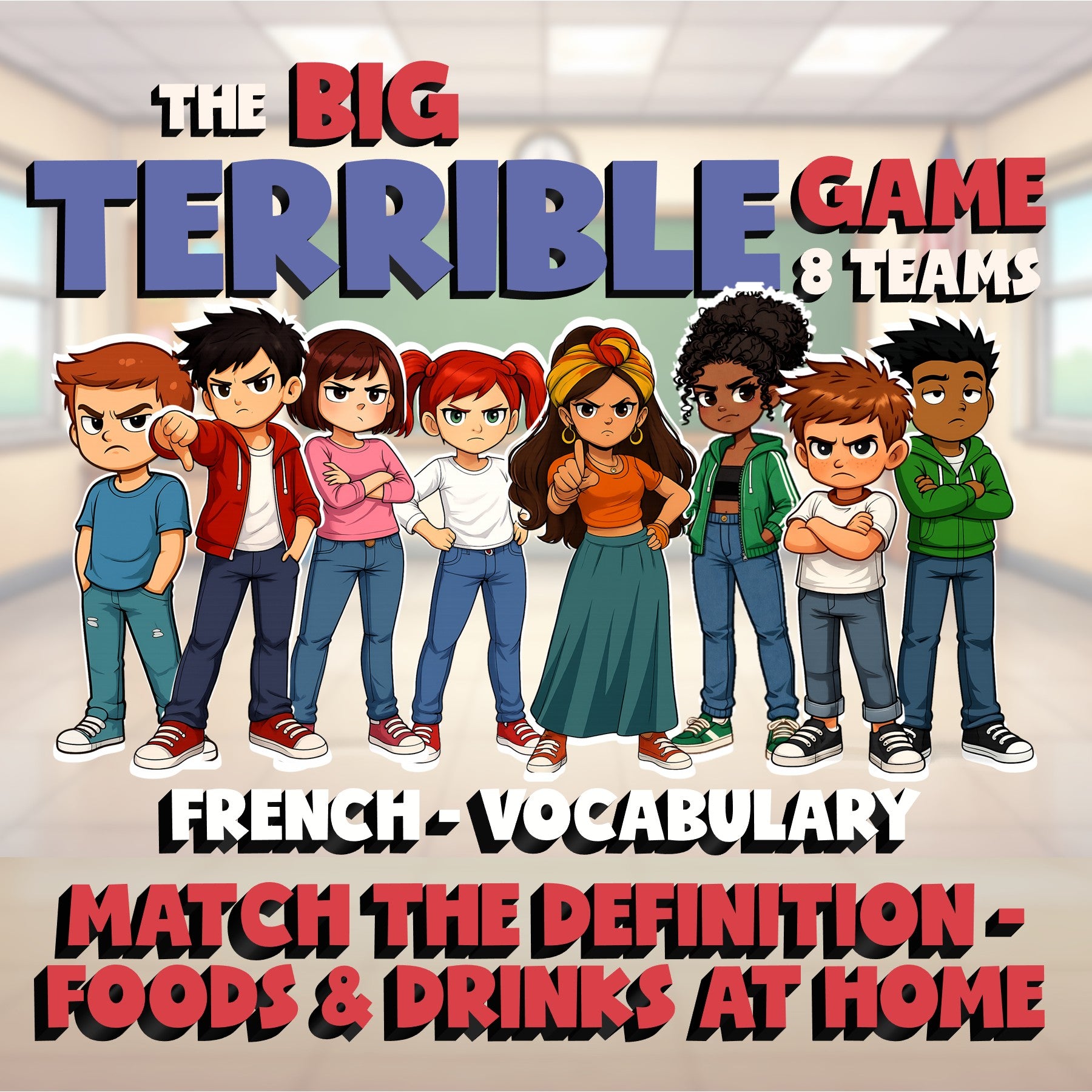 Match the Definition - Foods & Drinks at Home BIG TERRIBLE GAME - French