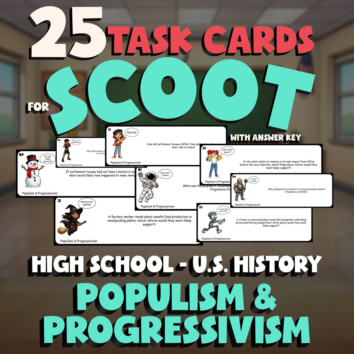 Populism & Progressivism SCOOT TASK CARDS U.S. History Game - No Prep Review