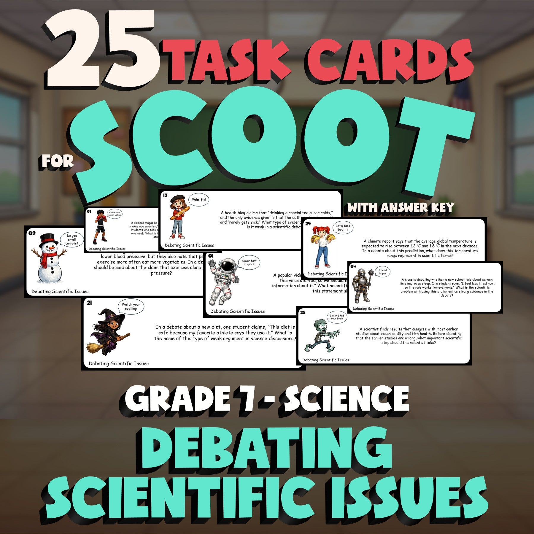 Debating Scientific Issues SCOOT TASK CARDS Science Game - No Prep Grade 7