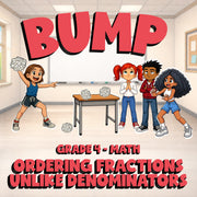 Ordering Fractions Unlike Denominators BUMP Math Game - No Prep Grade 4 Review