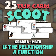 Is the Relationship a Function SCOOT TASK CARDS Math Game - No Prep Grade 8