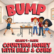 Counting Money with Bills & Coins BUMP Math Game - No Prep Grade 4 Review