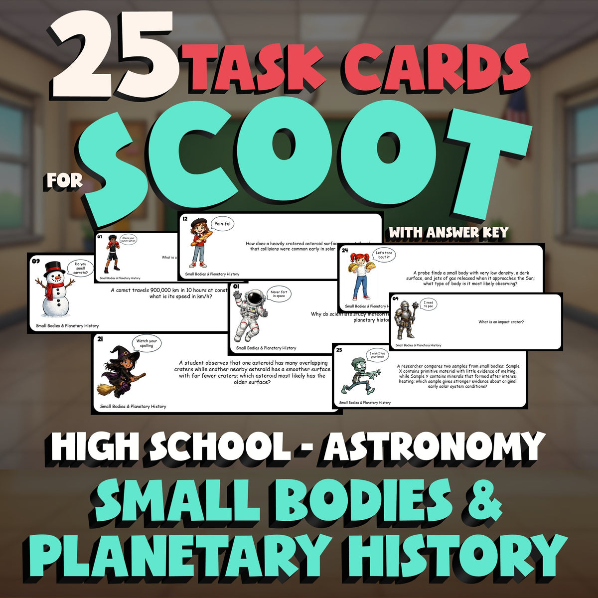 Small Bodies & Planetary History SCOOT TASK CARDS Science Game - Astronomy