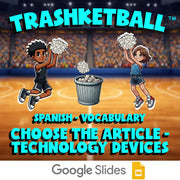 Choose The Article - Technology Devices TRASHKETBALL Spanish Game - No Prep