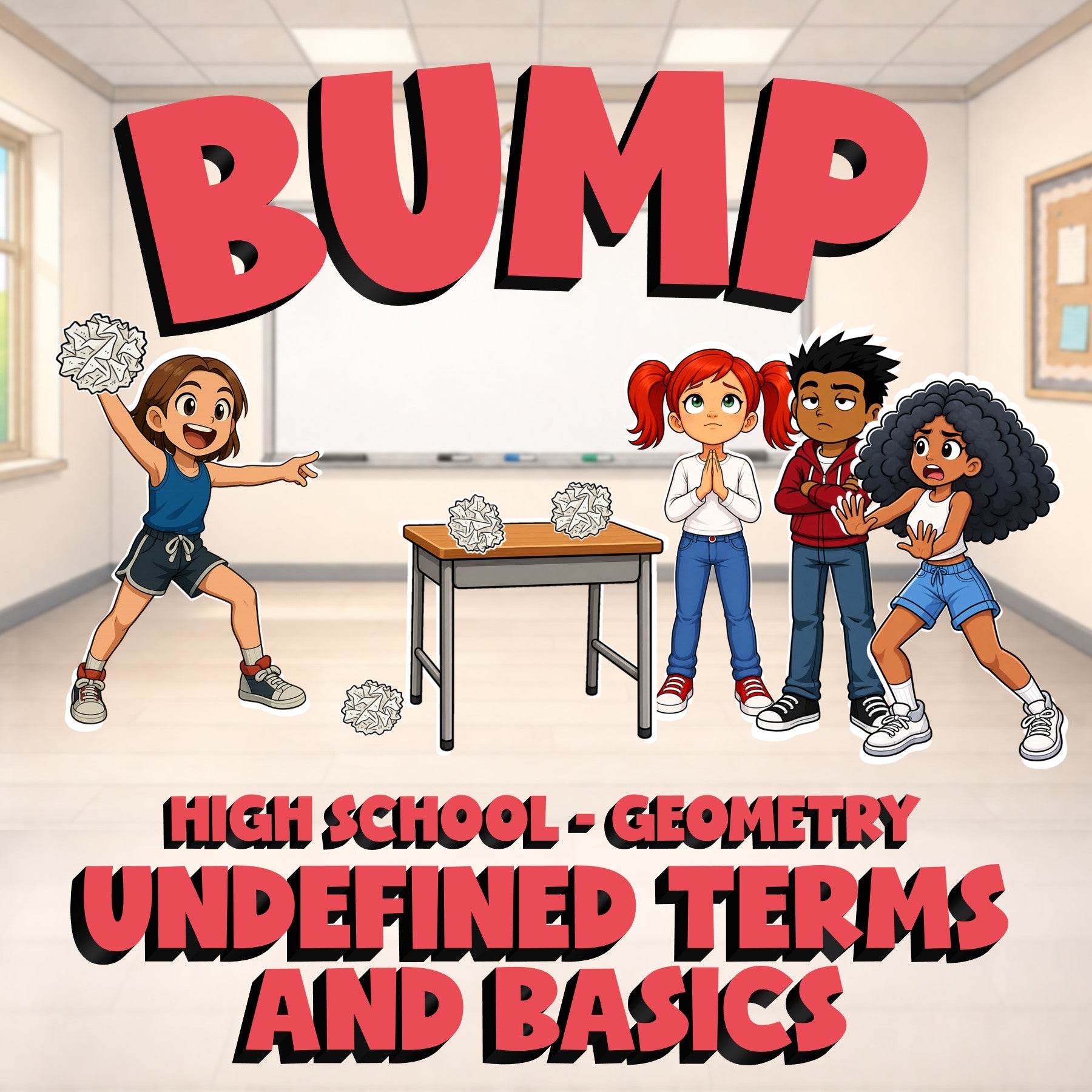 Undefined Terms and Basics BUMP Math Game - No Prep Geometry Review Activity