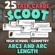 Arcs and Arc Length SCOOT TASK CARDS Math Game - No Prep Geometry Review