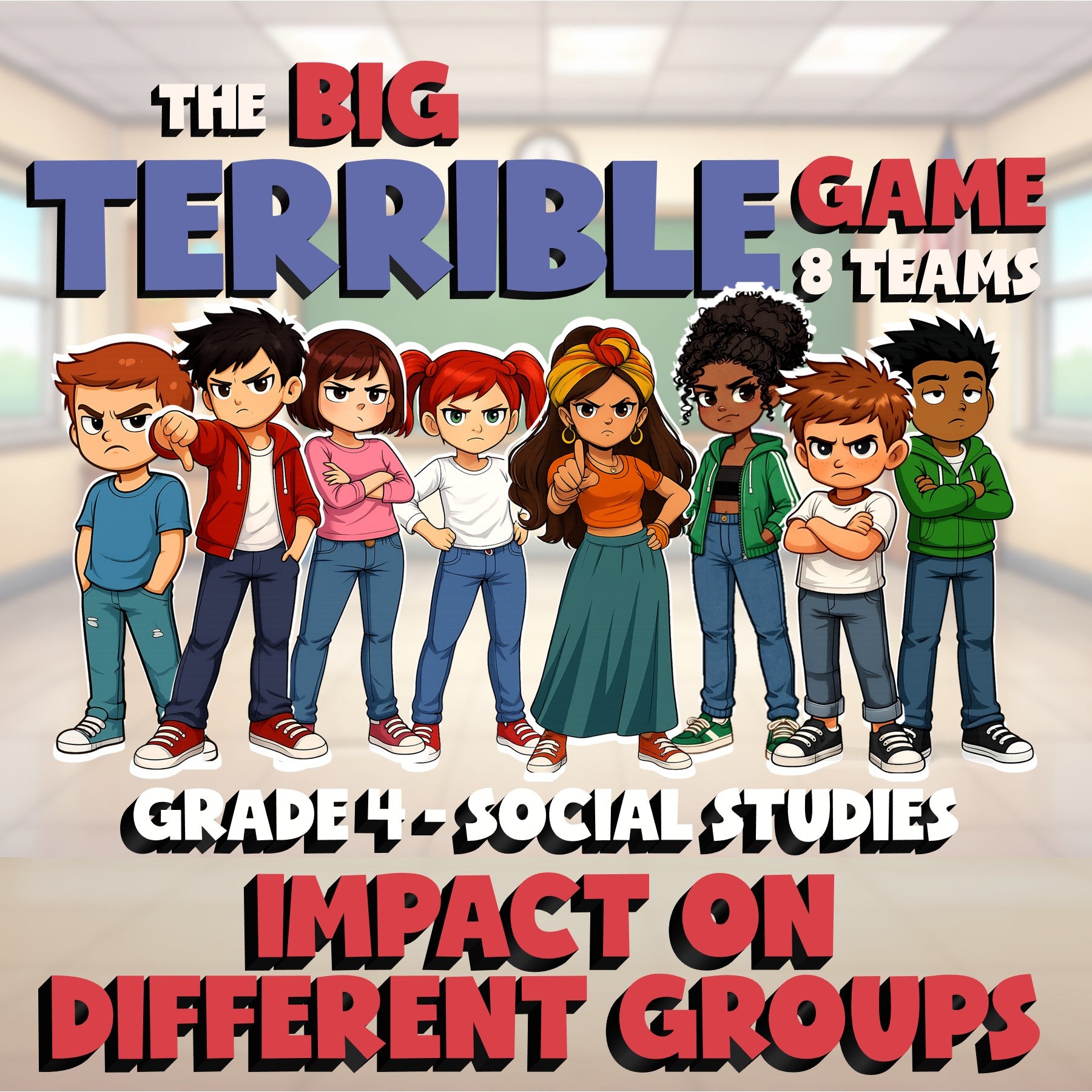 Impact on Different Groups BIG TERRIBLE GAME - No Prep Grade 4 Socials Review