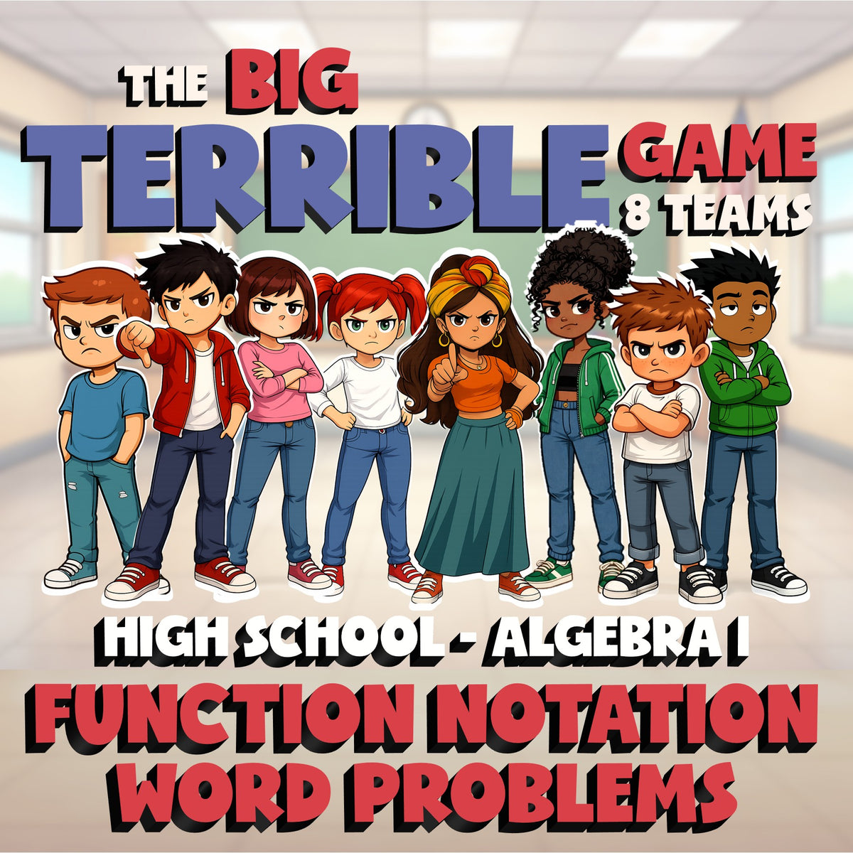 Function Notation Word Problems BIG TERRIBLE GAME - No Prep Algebra 1 Review