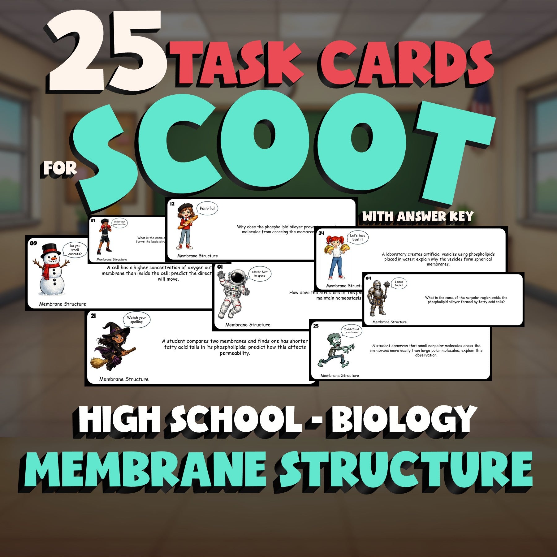 Membrane Structure SCOOT TASK CARDS Science Game - No Prep Biology Review