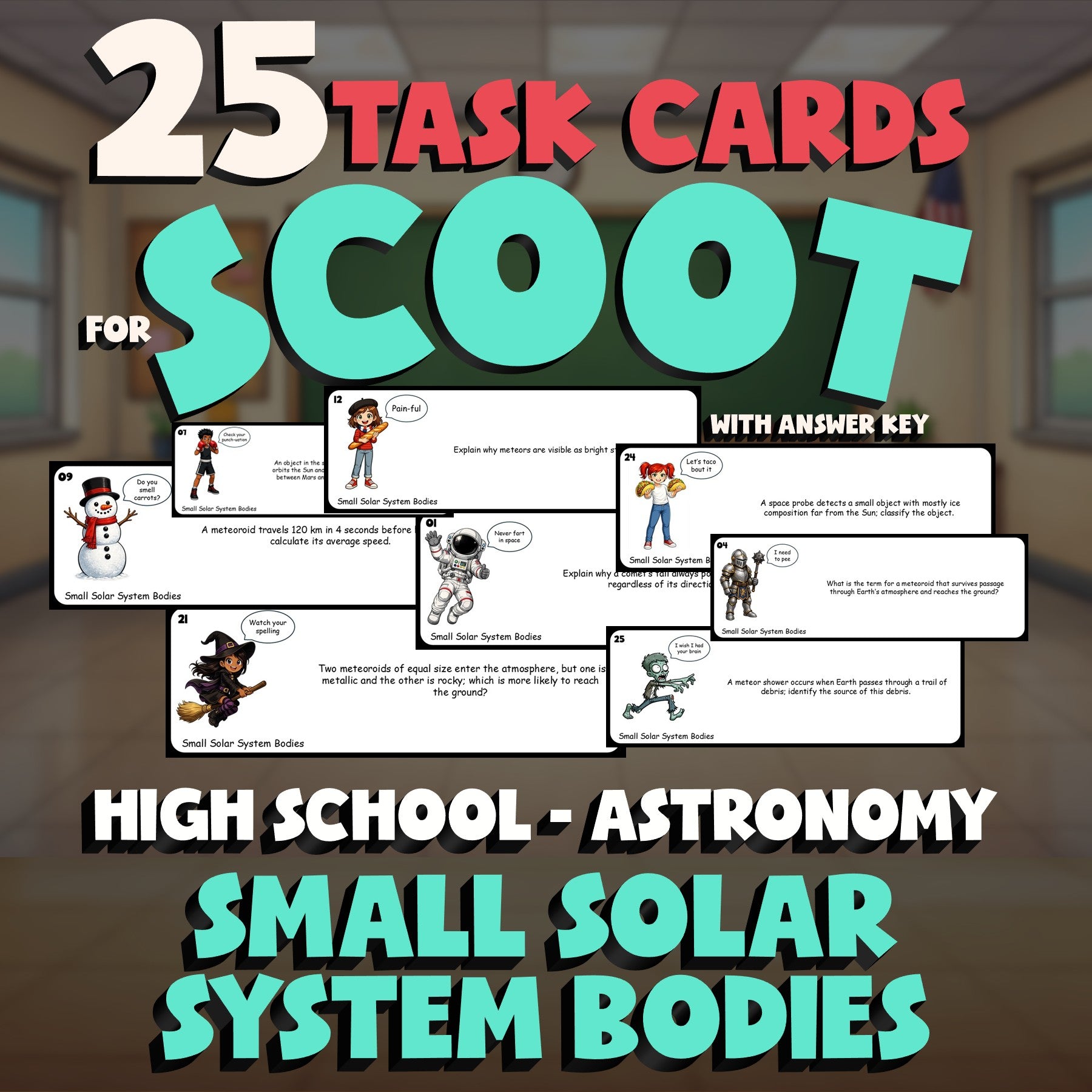 Small Solar System Bodies SCOOT TASK CARDS Science Game - No Prep Astronomy