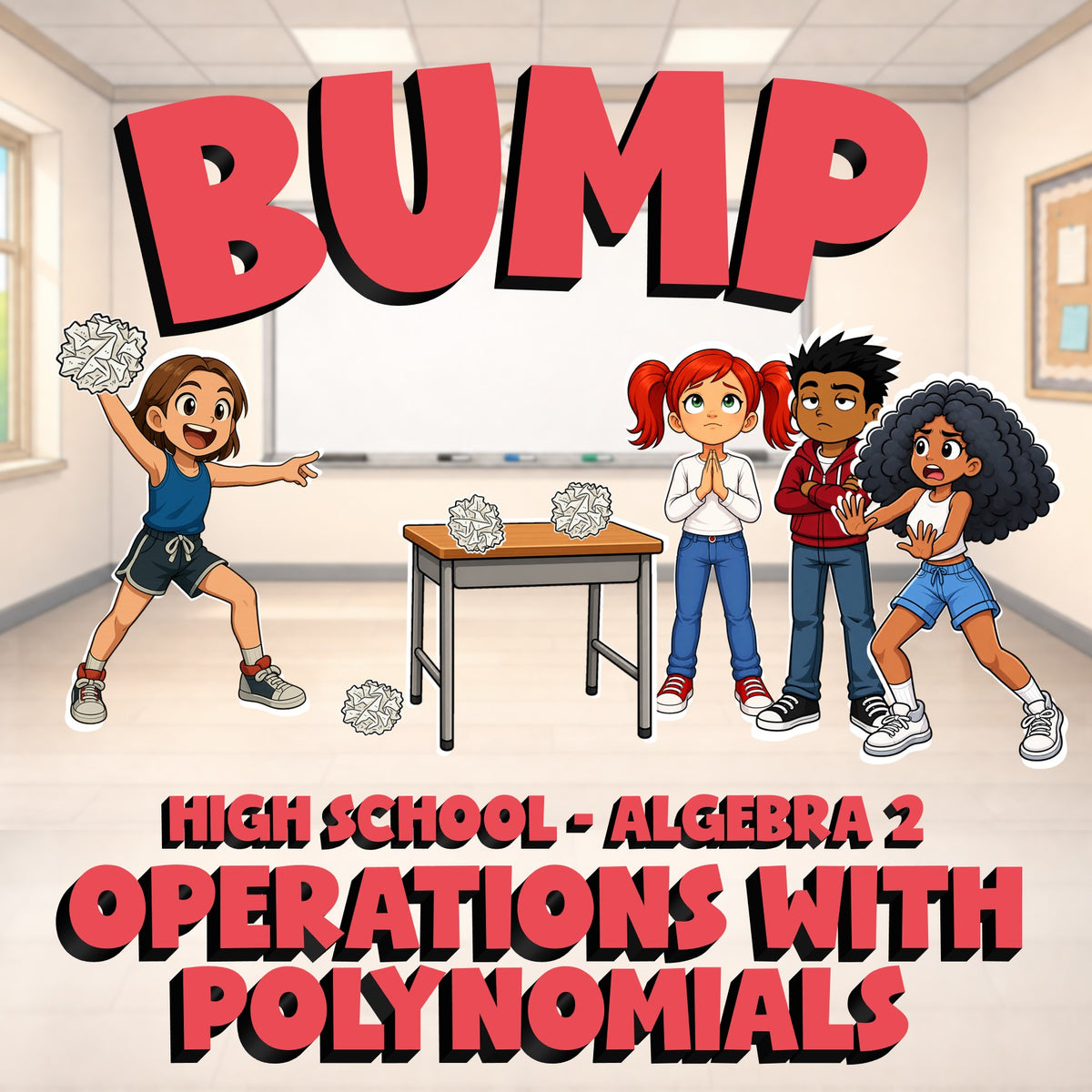 Operations with Polynomials BUMP Math Game - No Prep Algebra 2 Review Activity
