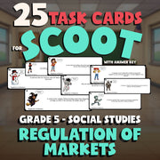 Regulation of Markets SCOOT TASK CARDS Socials Game - No Prep Grade 5 Review