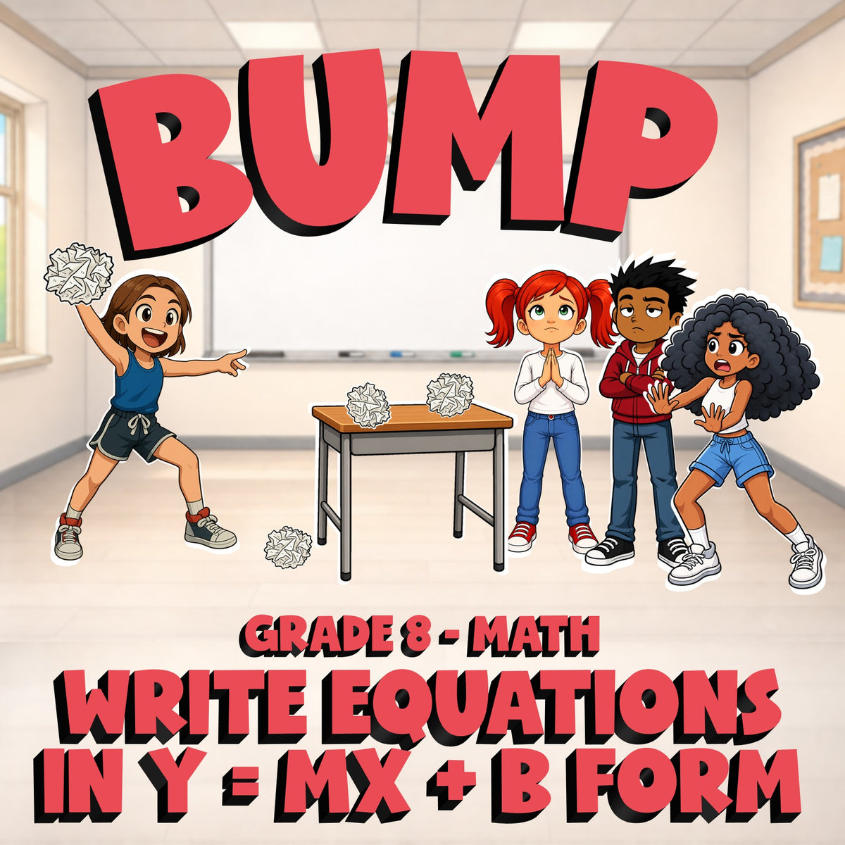 Write Equations in y = mx + b Form BUMP Math Game - No Prep  Review Activity